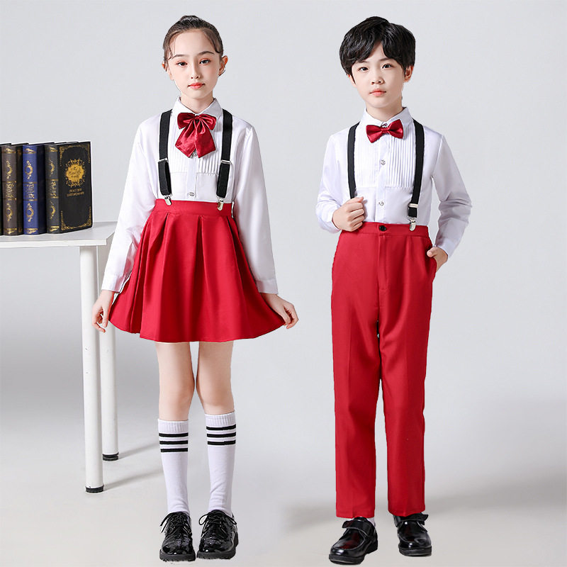 儿童六一合唱演出服男女童舞蹈礼服裙主持人学生国庆朗诵表演服装