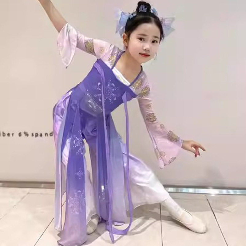 如梦令儿童古典舞演出服飘逸秧歌表演服装女童舞蹈服身韵纱衣伞舞