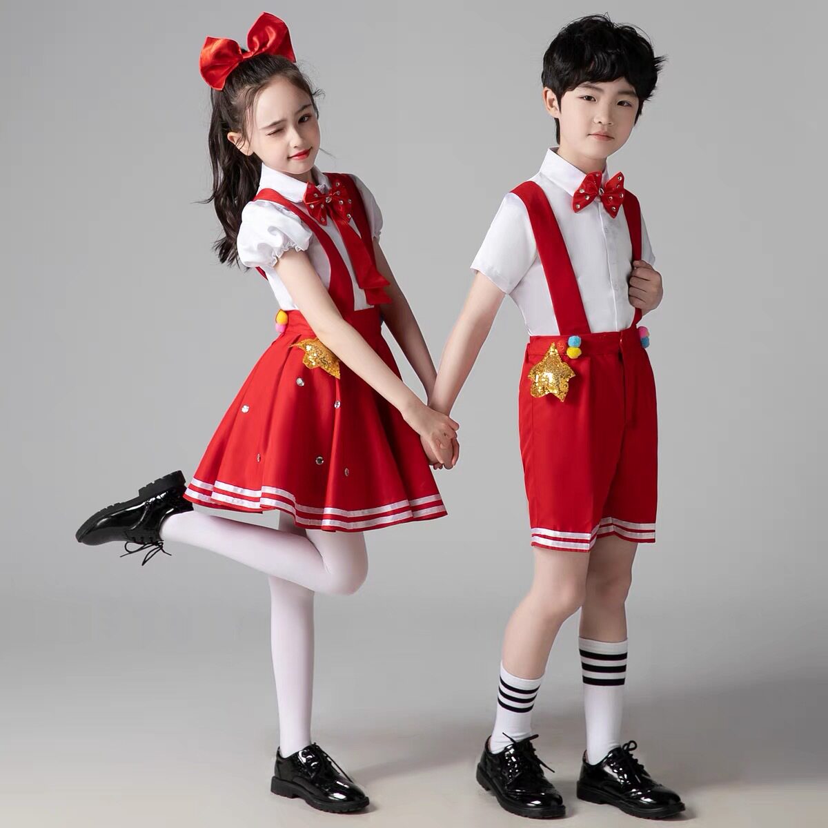 六一儿童合唱演出服蓬蓬纱裙男女童幼儿园毕业照诗歌朗诵表演服装