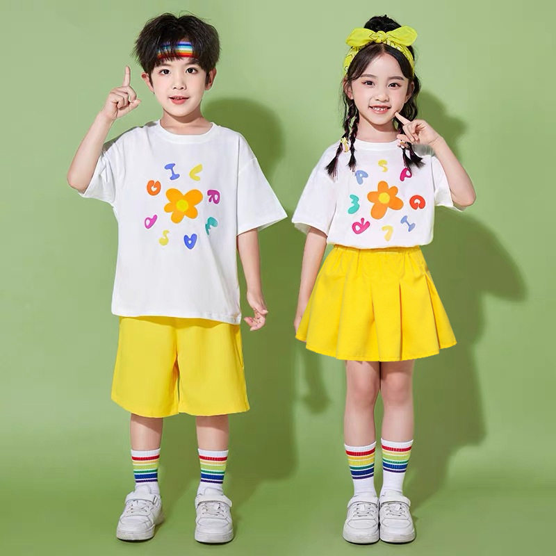 六一儿童啦啦队演出服小清新舞蹈班服小学生表演套装幼儿园园服夏