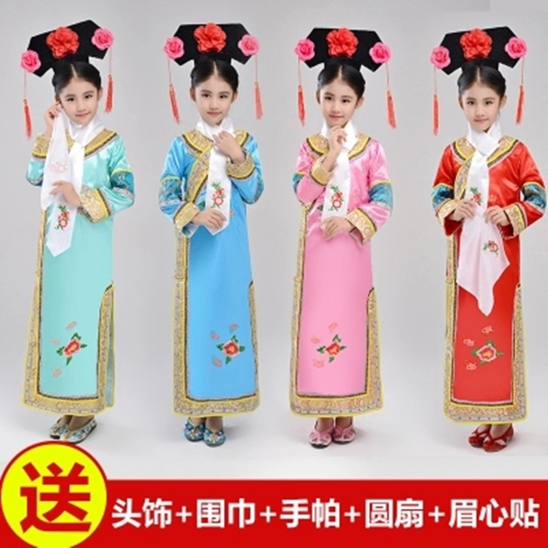 新款女童古装宫廷儿童还珠格格公主旗服甄嬛后传满族演出服装