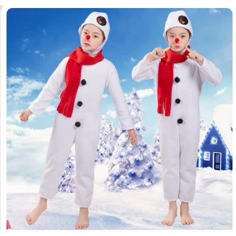 儿童圣诞节红鼻子男童女童小宝宝雪人衣服雪娃娃舞蹈服表演出服装