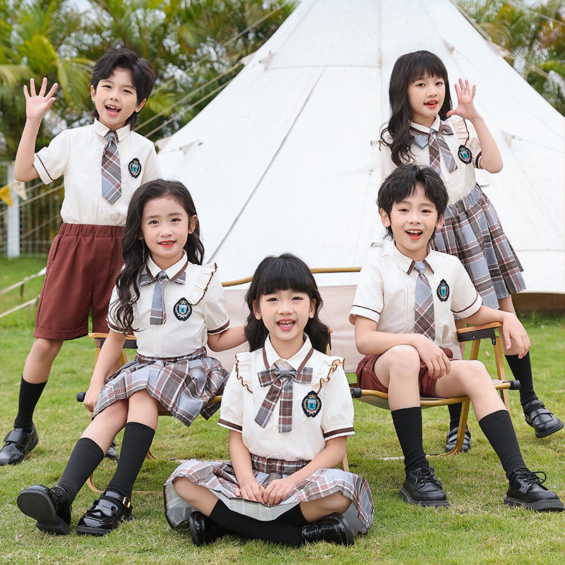 小学生校服套装夏季幼儿园园服六一儿童表演合唱英伦风演出服套装