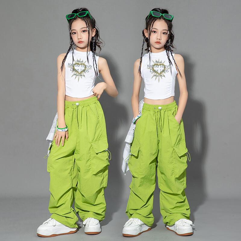 女童爵士舞服装儿童街舞潮演出服jazz舞蹈服女孩短款上衣表演服装