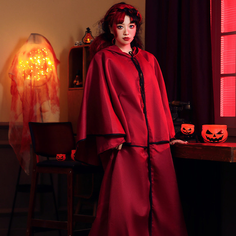 万圣节服装双色披风斗篷长袍欧美游戏服角色扮演服装跨境电商货源