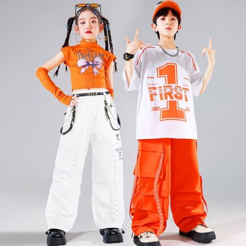 儿童街舞演出服男童hiphop嘻哈套装男孩少儿女童爵士舞表演服装潮