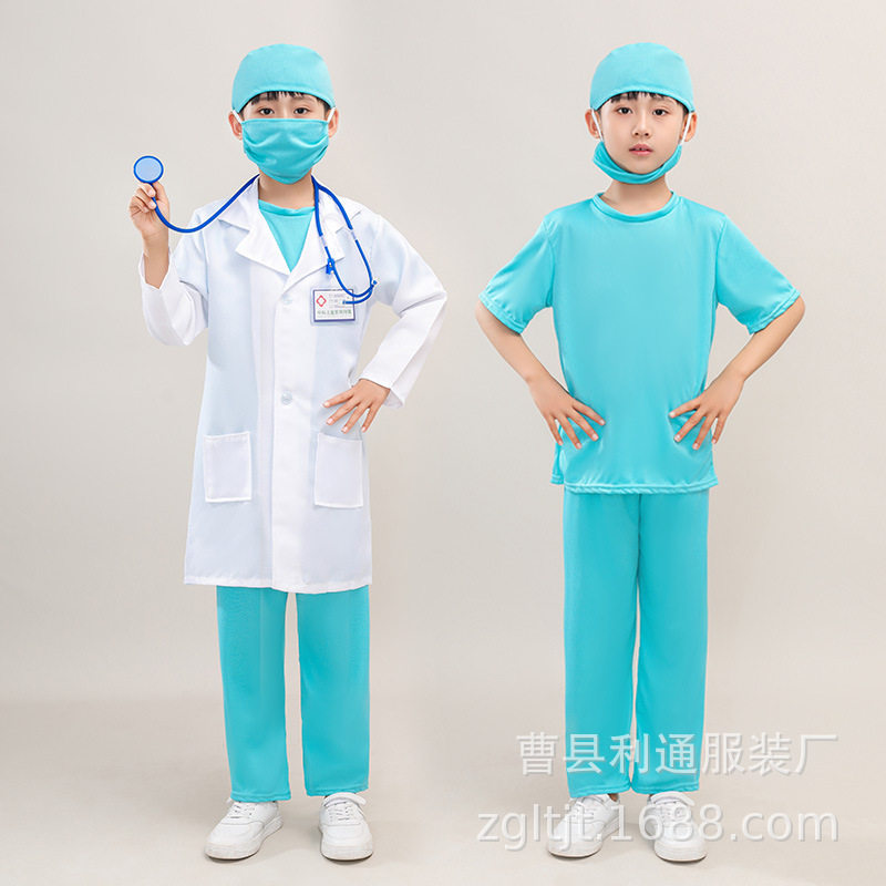 创意儿童防疫服医生手术服白大褂 新款职业扮演儿童六一表演服