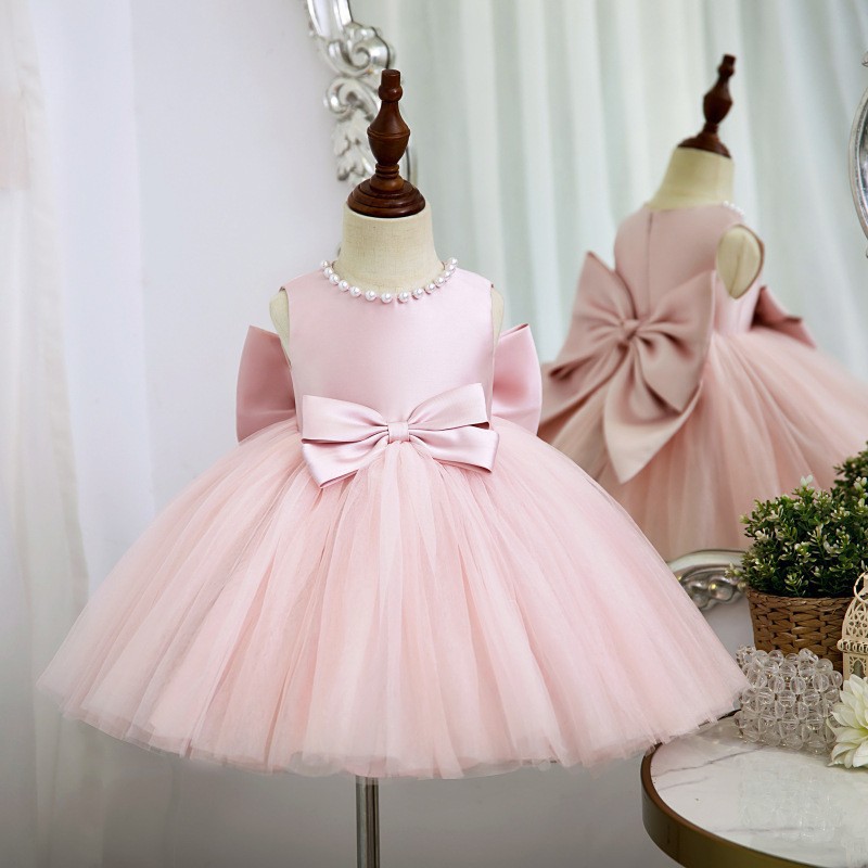 儿童礼服公主裙花童婚纱洋气女孩生日春秋女童连衣裙表演服两件套
