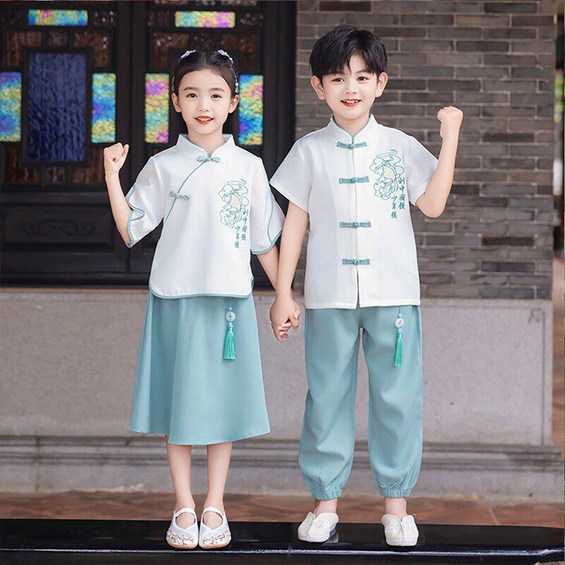 汉服国学服小学生班服儿童演出服复古中国风幼儿园表演服套装