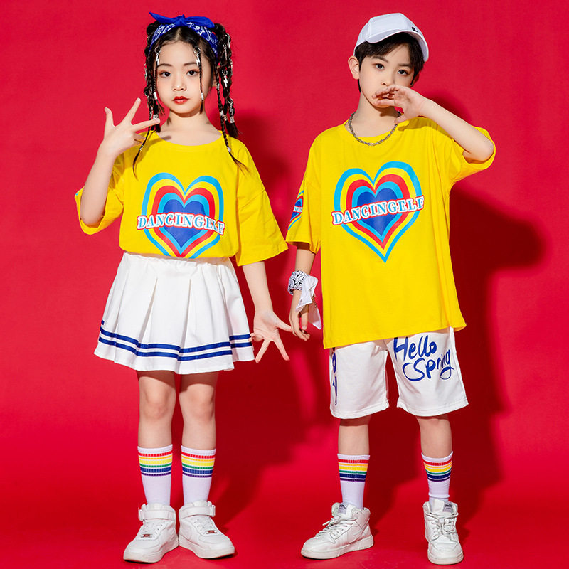 儿童啦啦队合唱演出服六一运动会啦啦操表演服装国潮嘻哈街舞套装