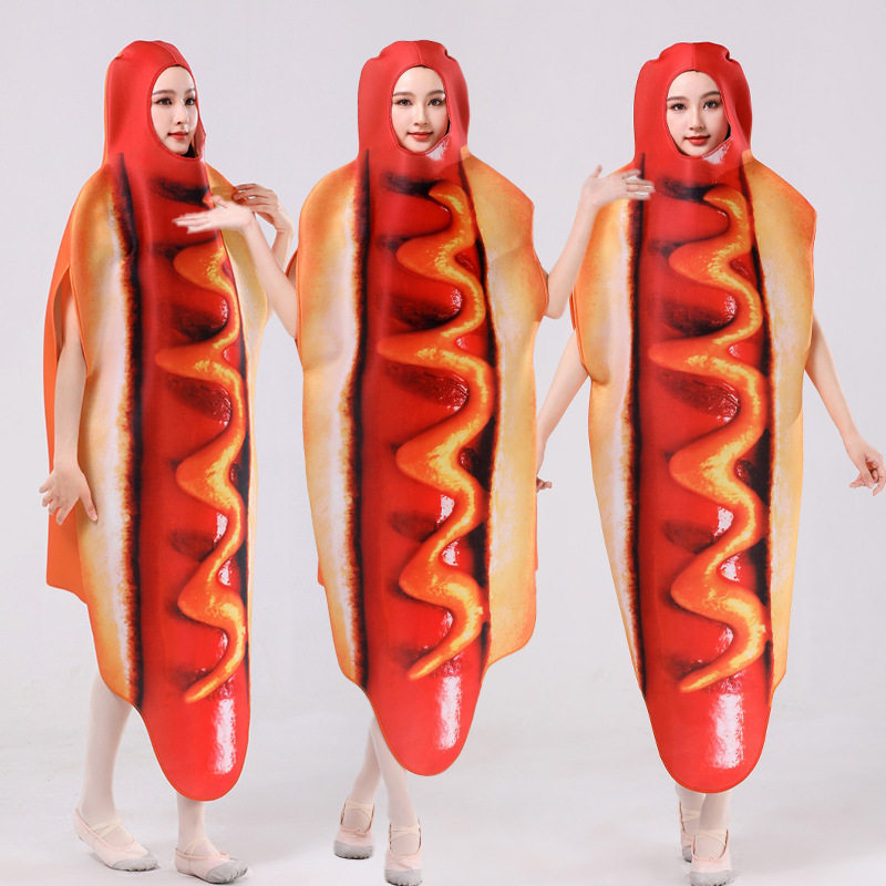 万圣节搞笑搞怪热狗火腿香肠cosplay服装趣味食物人偶服装连体衣