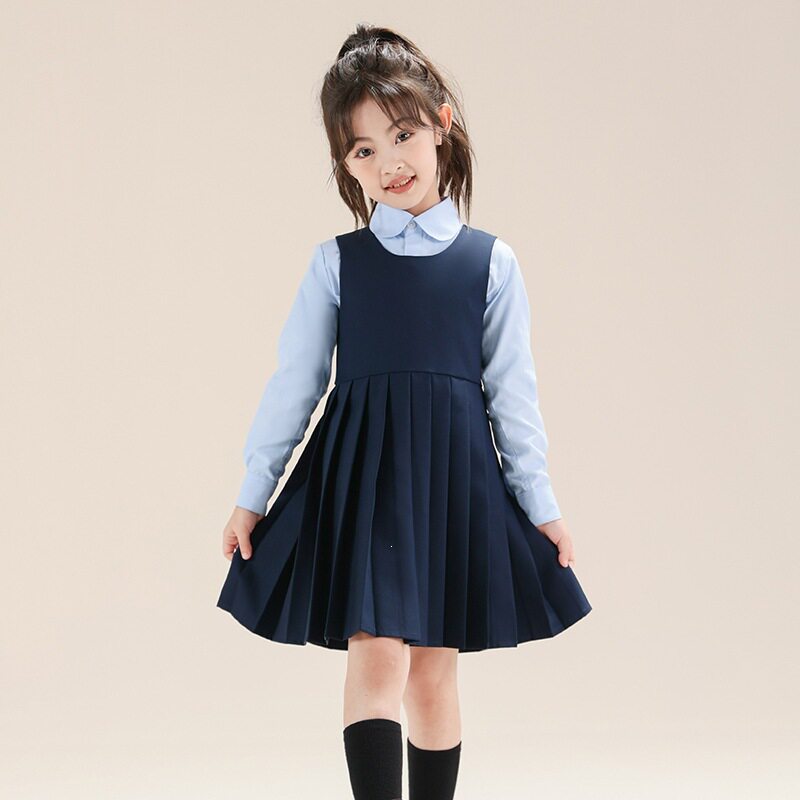 女童连衣裙学院风套装儿童背心裙中大童JK裙子表演演出服百褶裙
