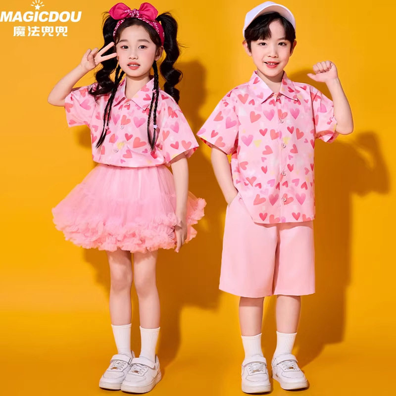六一儿童演出服啦啦队小学生朗诵女童中国风马面裙幼儿园表演服装