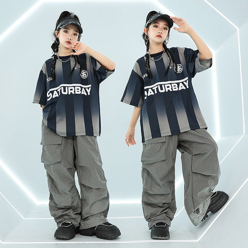 六一儿童演出服街舞潮装男童嘻哈套装hiphop潮牌女爵士舞表演服装