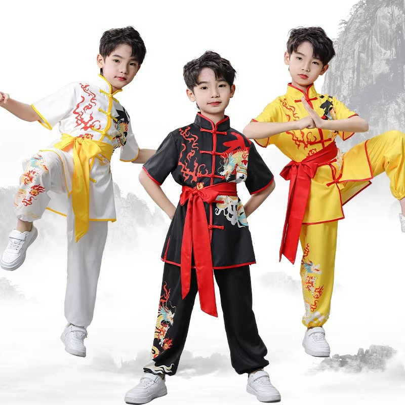 中国风儿童武术表演服短袖太极比赛武术服中小学生训练武术练功服