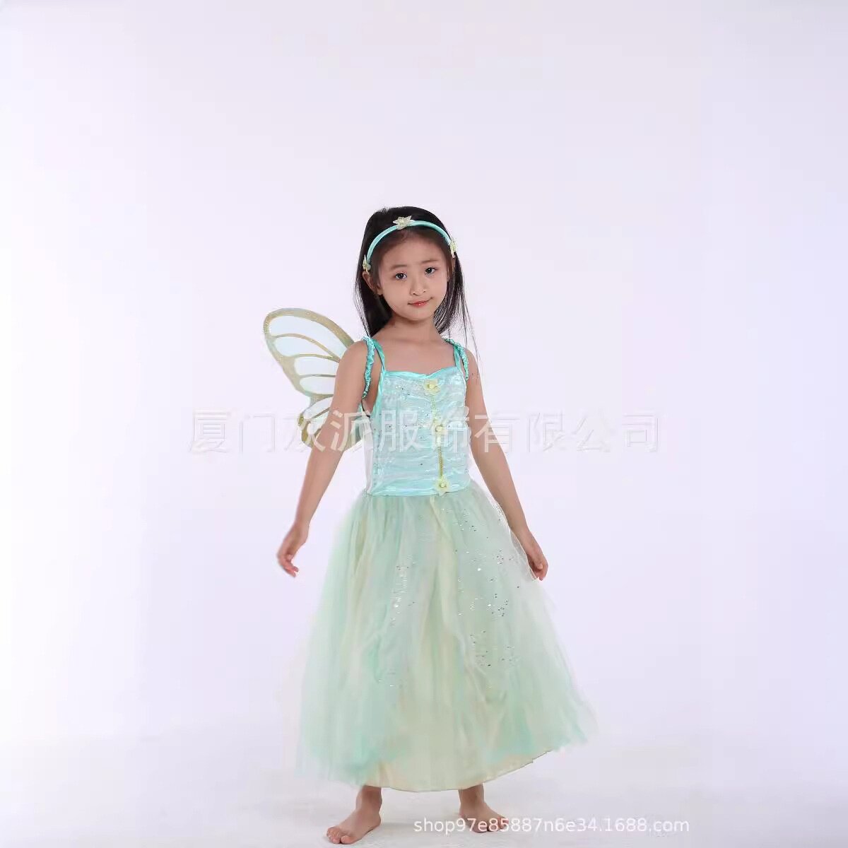 儿童cosplay公主裙 舞蹈院校演出服绿色花仙子绿色装儿童礼服