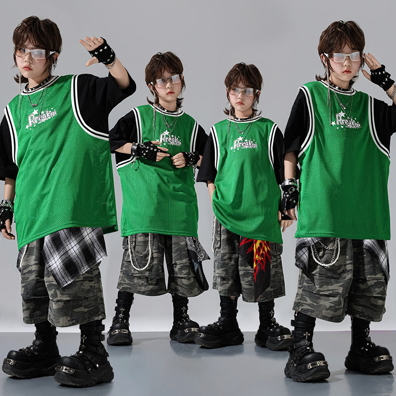 街舞潮服套装hiphop儿童演出服潮酷男女童嘻哈炸街舞蹈团体表演服