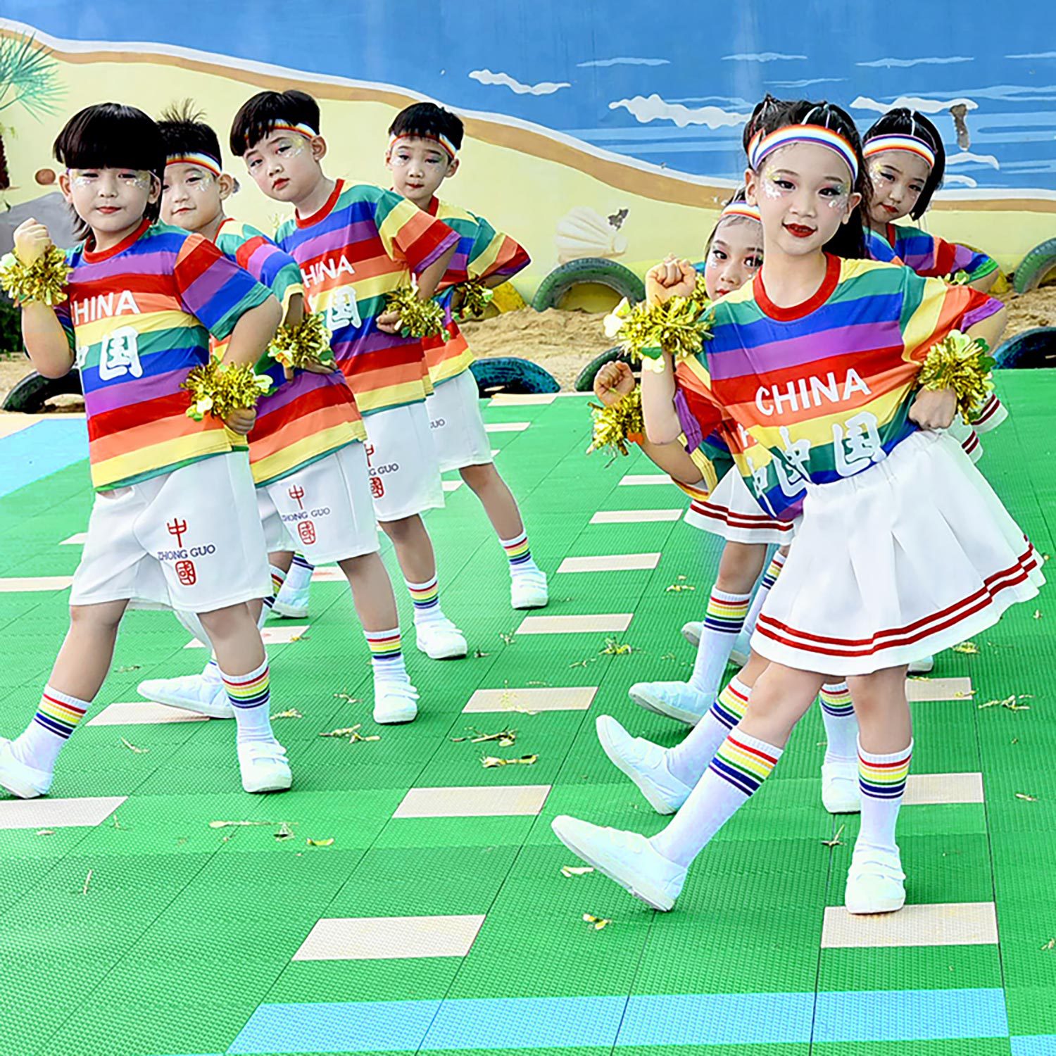 儿童啦啦队演出服爵士舞舞蹈服中小学生运动会开幕式啦啦操表演服