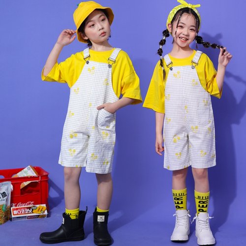 六一儿童演出服男童背带短裤夏季运动会服装女童啦啦队表演服套装