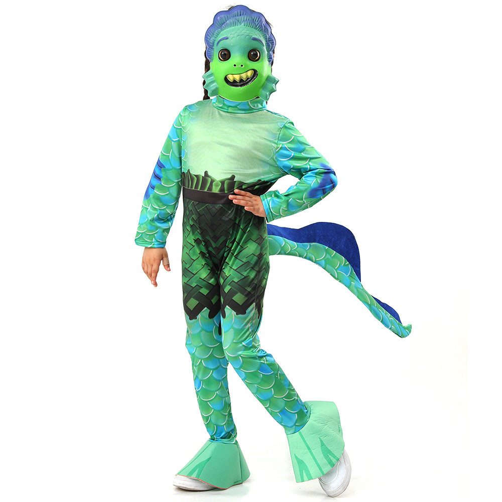 夏日有情天海洋怪物sea monster儿童表演服Luca狂欢节服装面具