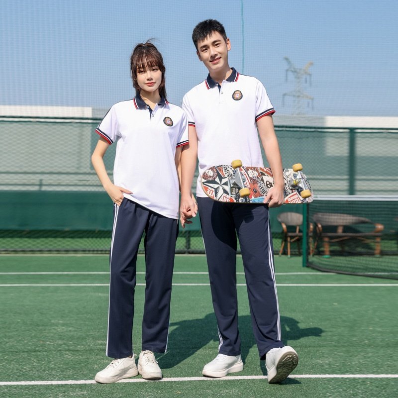 初中学生夏季校服短袖套装高中生班服T恤男女款运动学院风半袖