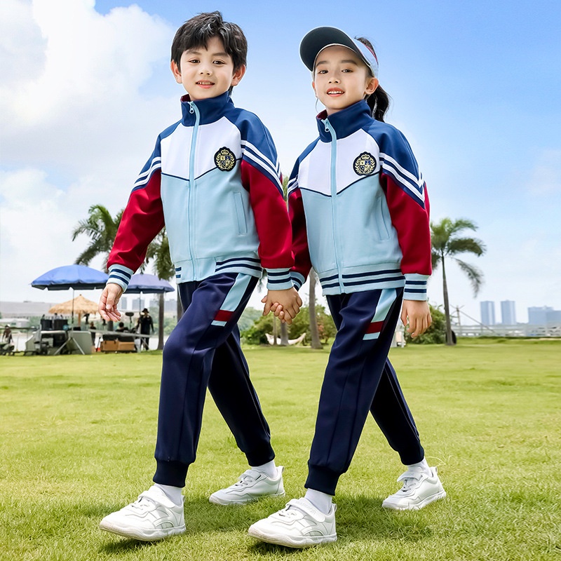 小学生校服春秋款套装儿童运动会班服红色一六年级幼儿园服三件套