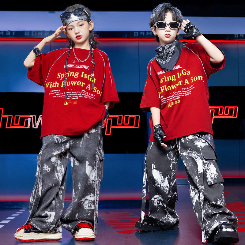 儿童街舞套装夏季少儿炸街架子鼓表演服男女童嘻哈潮酷舞蹈演出服