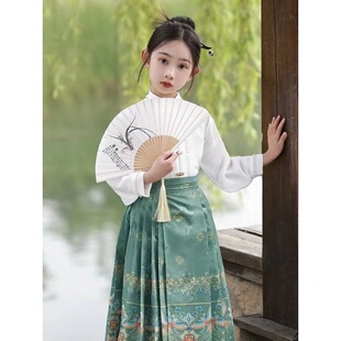 马面裙儿童汉服女童明制中国风古风裙子印花中式套装国风新中式