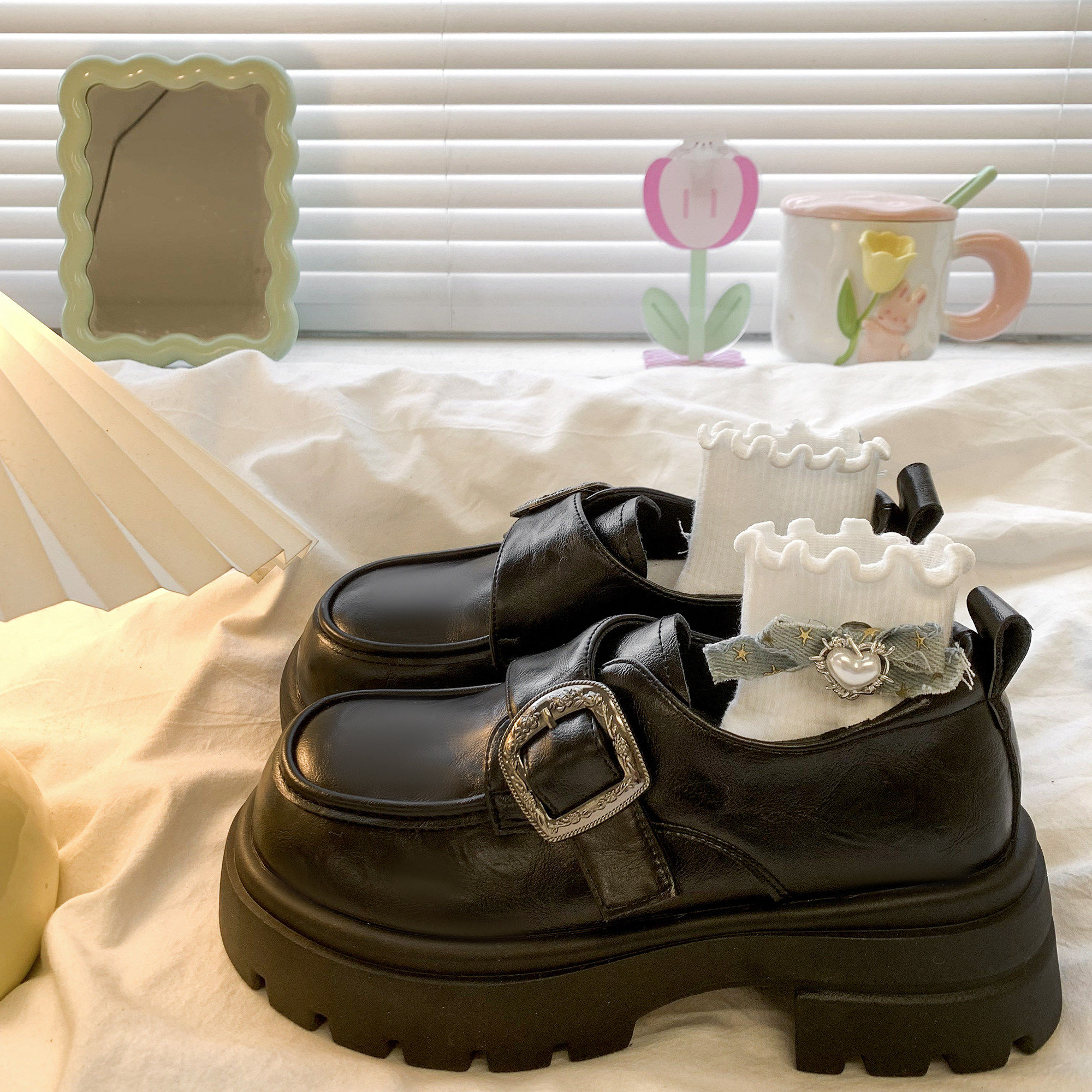 巨好看皮带扣乐福鞋女2026新款春季英伦风配裙子厚底增高jk小皮鞋,女鞋,乐福鞋（豆豆鞋）,淘宝优惠券,粉丝福利购,淘宝优惠卷