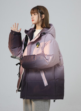 渐变色棉衣女冬季胖mm宽松200斤保暖棉服bf显瘦大码加厚棉袄外套