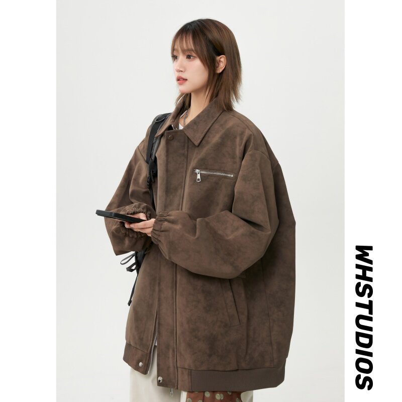 复古PU皮衣外套女春季新款胖mm大码宽松显瘦百搭学生翻领夹克上衣