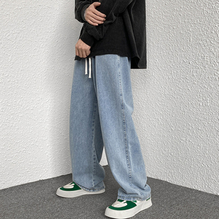 bf显瘦直筒老爹裤 胖mm松紧腰牛仔裤 200斤阔腿裤 宽松大码 子女秋季