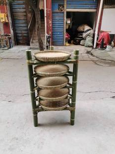 定制竹架子市井火锅菜架网红火锅竹菜架簸箕架子火锅竹架竹三角架