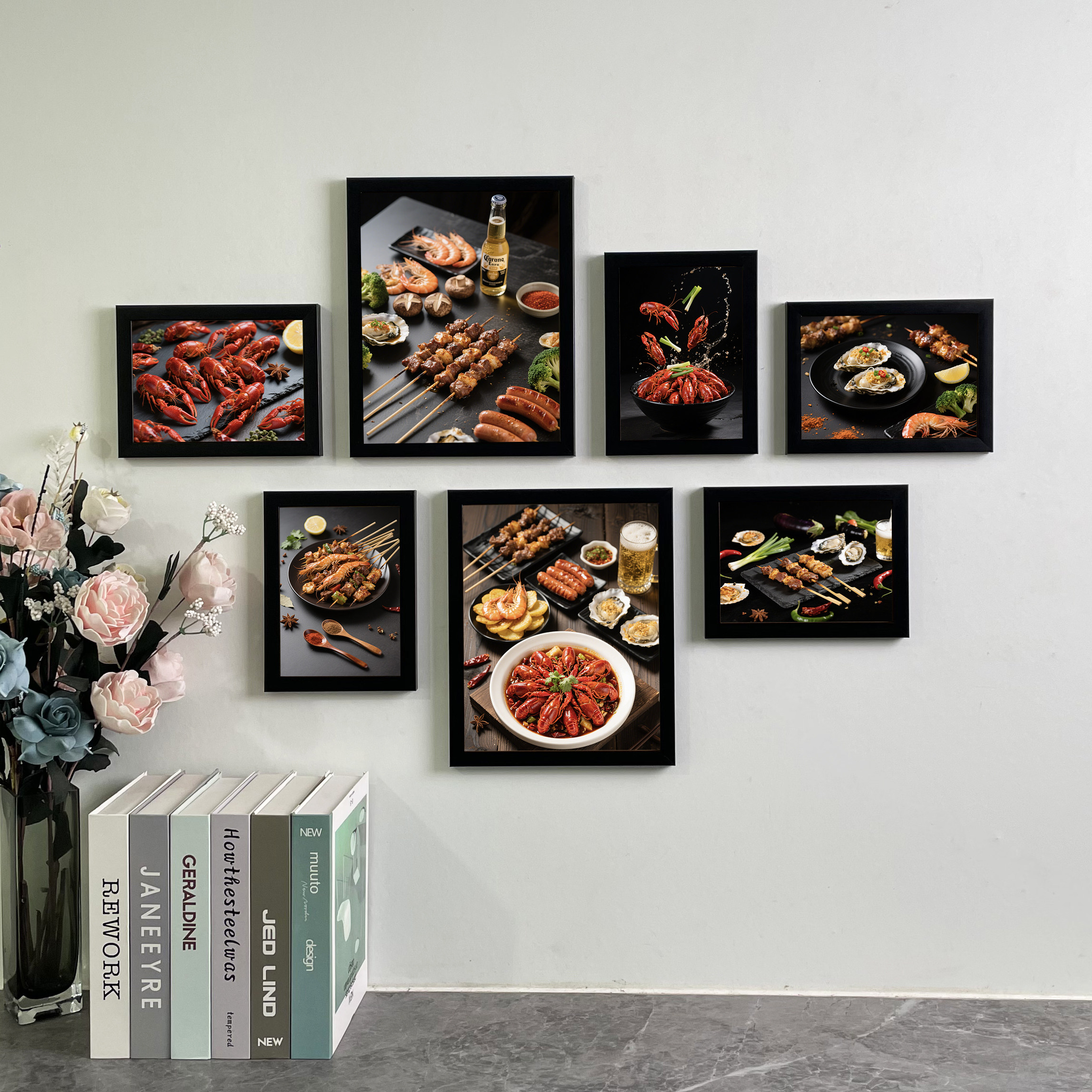 烧烤店挂墙相框照片墙海报装饰