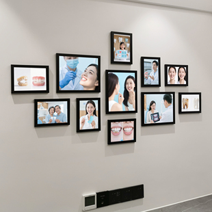 口腔诊所挂画牙科诊室宣传海报照片墙挂图口腔科墙面装饰画相框