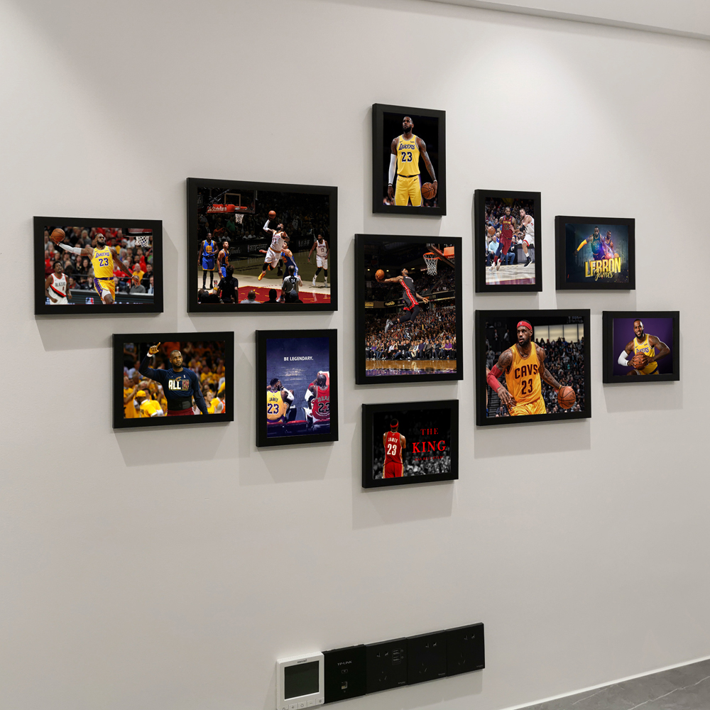 客厅照片墙詹姆斯海报挂画NBA篮球衣壁画玄关挂墙相框组合装饰画图片