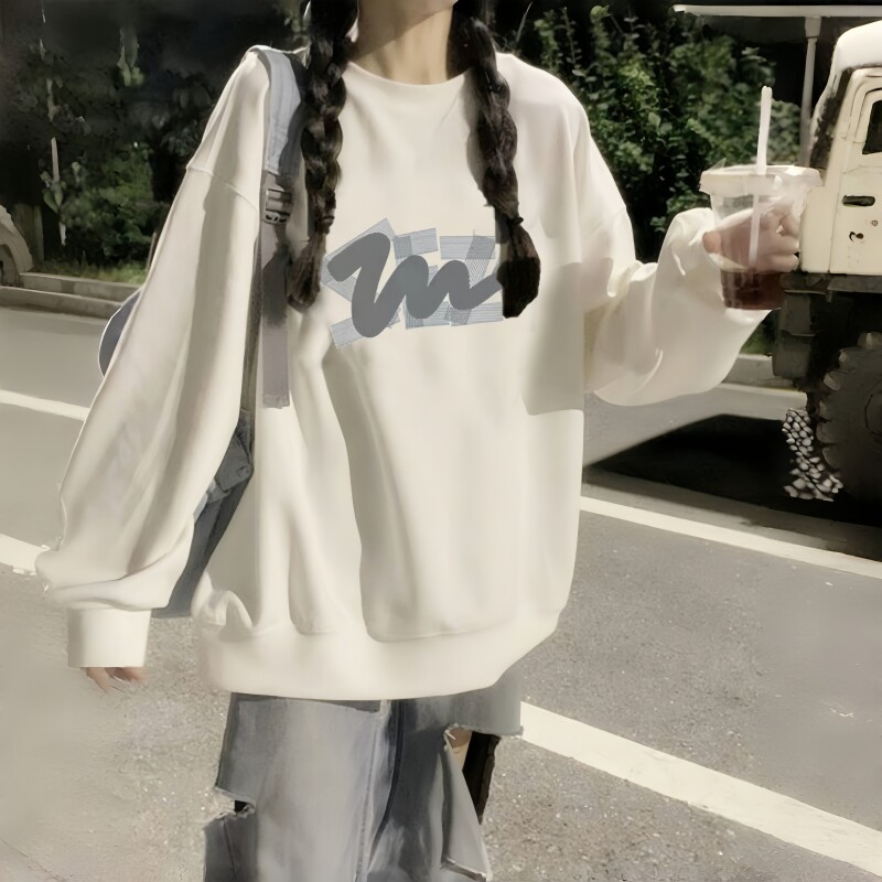 纯棉圆领厚棉T女大童春秋