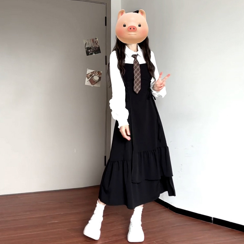 学院风长袖连衣裙子女早
