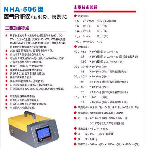 南华汽车尾气析仪N分HA-56五气废气尾45气分析仪0气体量浓度测仪