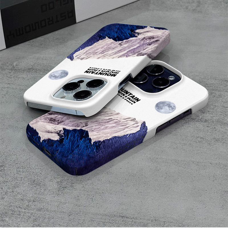 蓝白雪山 适用于iPhone15ProMax手机壳15PRO硬壳苹果14保护套iPhone13菲林磨砂12/11/XR/XSMAX塑料新款简约
