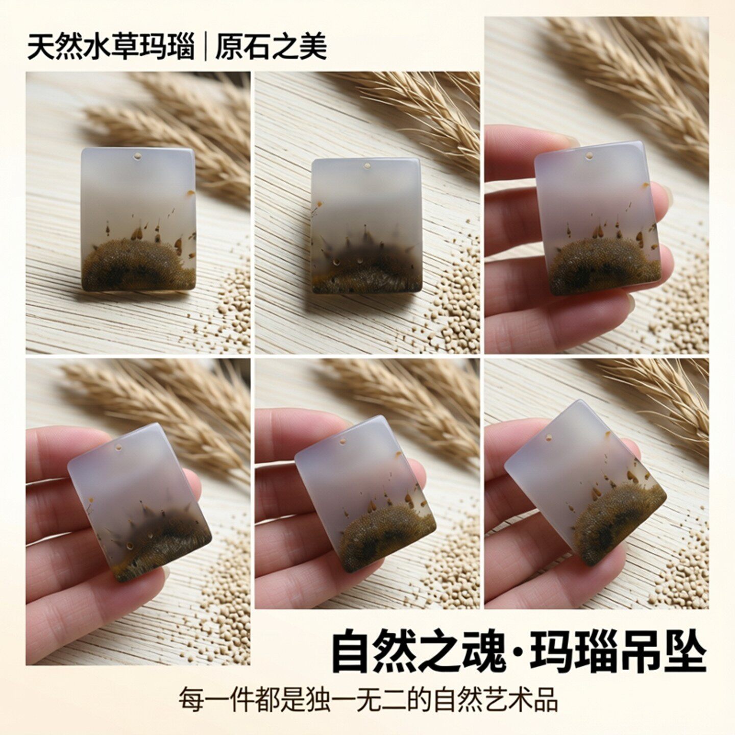 水草玛瑙天然原石吊坠