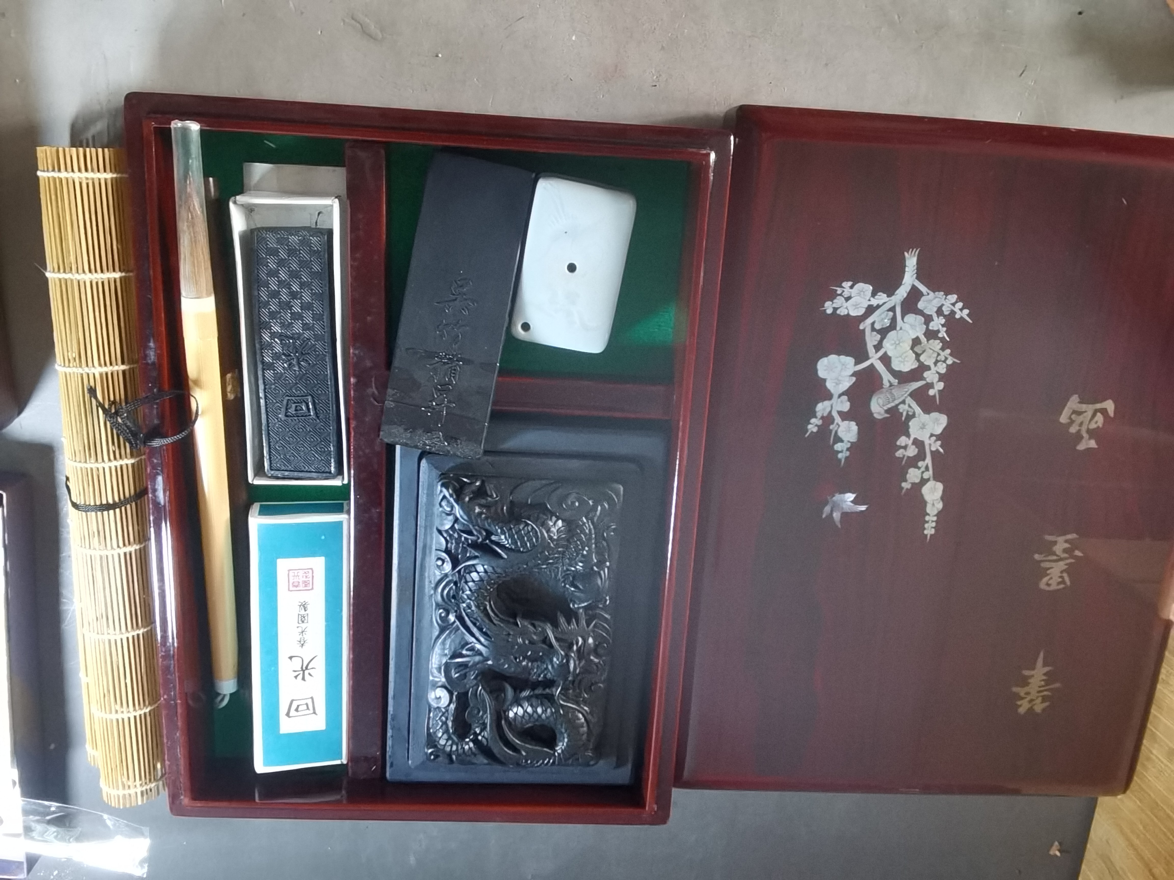 阅古斋日本文房四宝套装砚台水滴墨块毛笔文房四宝书法绘画用包邮