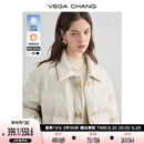 小个子白鸭绒保暖短外套 VEGA CHANG加厚PU皮羽绒服女2023年冬新款