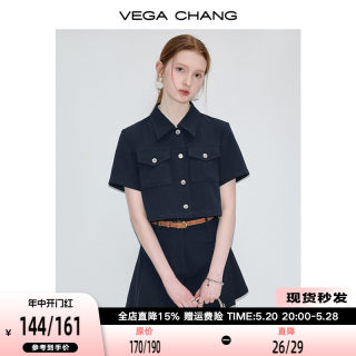 VEGA CHANG休闲时尚套装女夏季显瘦气质上衣短裤洋气减龄两件套