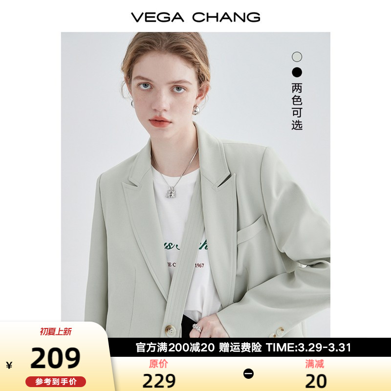 VEGA CHANG小西装女2024年春秋新款法式小众宽松显瘦女士西服外套