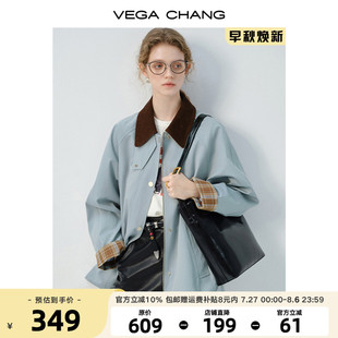 秋季 風(fēng)外套上衣 藍(lán)色風(fēng)衣女短款 2025新款 小個(gè)子工裝 現(xiàn)貨 美式