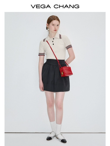 Летняя ретро трикотажная футболка с коротким рукавом, 2024 года, воротник поло