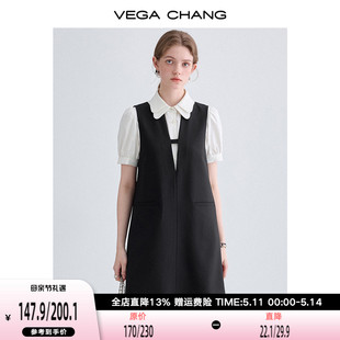 CHANG时尚 套装 女2024年夏季 背心裙减龄两件套 VEGA 新款 娃娃领衬衫