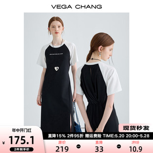 CHANG短袖 VEGA t恤连衣裙女2024年夏新款 高级感港味复古chic裙子