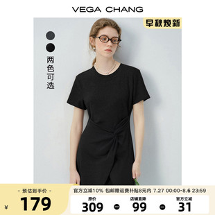 VEGA 不规则裙摆显瘦t恤短裙子 CHANG小个子连衣裙女2025夏季 新款